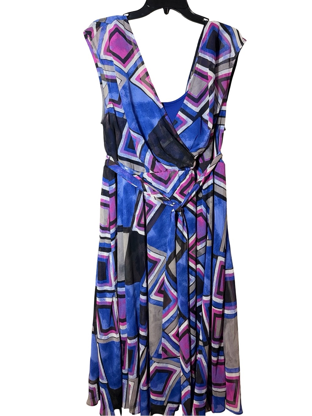 Lane Bryant Blue & Pink Geometric Flowy Dress.